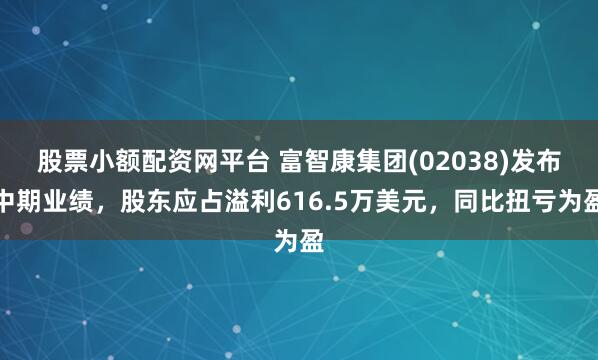 股票小额配资网平台 富智康集团(02038)发布中期业绩，股东应占溢利616.5万美元，同比扭亏为盈